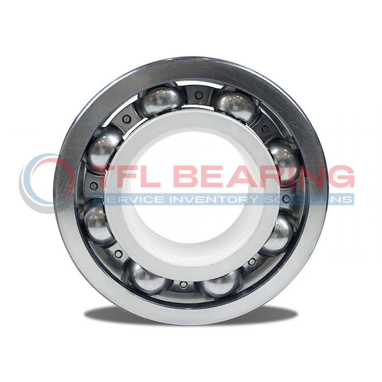 Close-up of 6316/C3VL2071 bearing inner ring showing alumina oxide insulation layer.