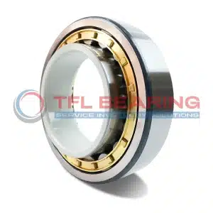A detailed view of the inner ring of an electrically insulated cylindrical roller bearing, showcasing the insulation layer designed to protect against electrical damage.