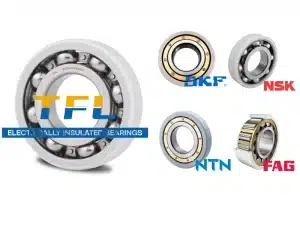 The picture shows that TFL's electrical insulation bearings can perfectly replace the electrical insulation bearings of brands such as SKF, FAG, NTN and NSK.