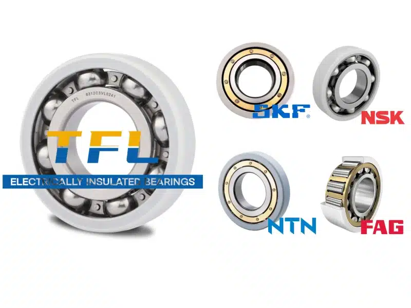 The picture shows that TFL's electrical insulation bearings can perfectly replace the electrical insulation bearings of brands such as SKF, FAG, NTN and NSK.
