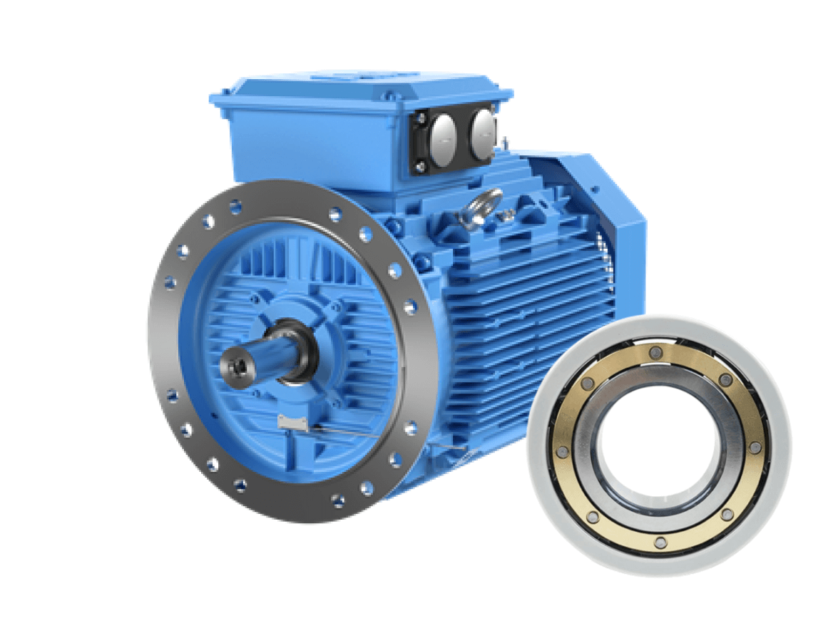 the image shows an abb motor and an insulated ball bearing