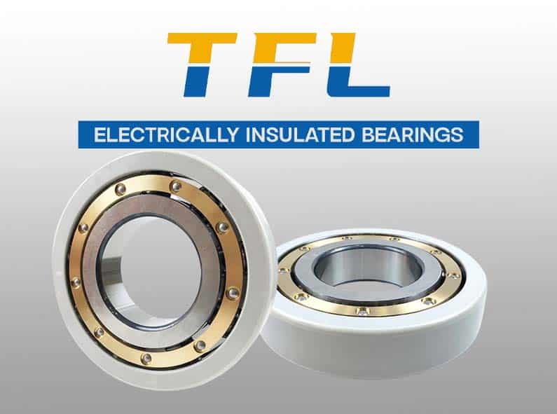the image shows two insulated ball bearings with brass retainer, and a TFL logo.