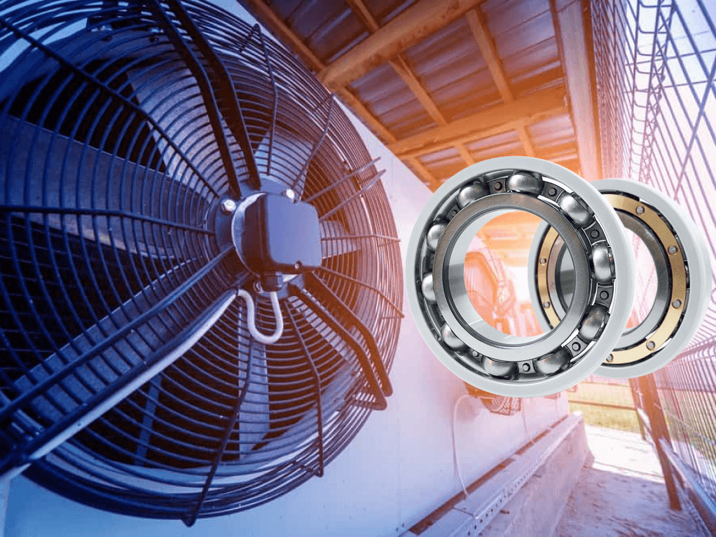 the picture shows a big commercial hvac and two insulated bearings beside.