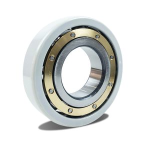 the image shows an insulated ball bearing with brass cage
