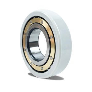 the image shows an insulated ball bearing with brass cage