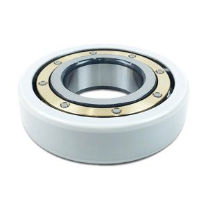 the image shows an insulated ball bearing with brass cage