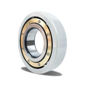 the image shows an insulated ball bearing with brass cage