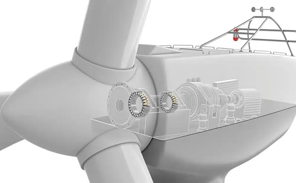 image shows the position of insolated bearing in wind turbine shaft