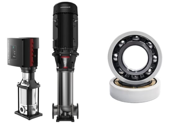 The picture shows the application of the 6216/C3VL0241 bearing in Grundfos's CR (vertical multistage) series.