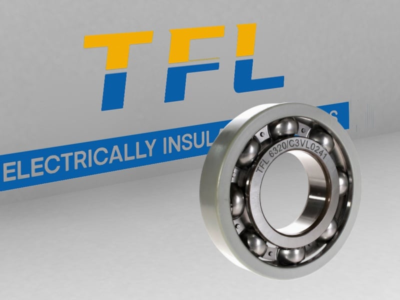 The picture shows an electrical insulated bearing 6320/C3VL0241. Its outer ring has an insulating coating and the cage is made of steel.