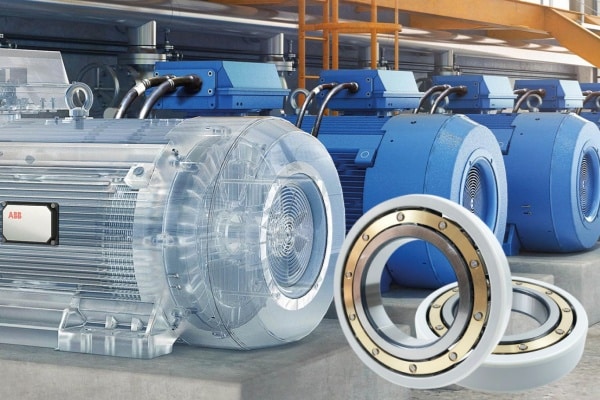 The picture shows the Electrically Insulated Bearings used in the ABB series motors.