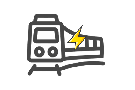 a railway icon and a lightning icon