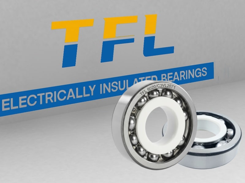 The picture shows an electrical insulated bearing 6020/C3VL2071. Its inner ring has an insulating coating and the cage is made of steel.