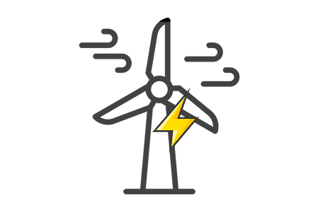 A wind power energy icon and lightning icon