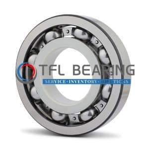 Electrically insulated bearing featuring inner ring ceramic coating and a standard steel cage.