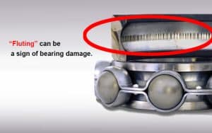 Bearing fluting and electrical pitting symptoms.