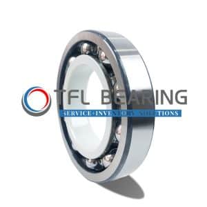 Inner ring insulated deep groove ball bearing with a pressed steel cage.