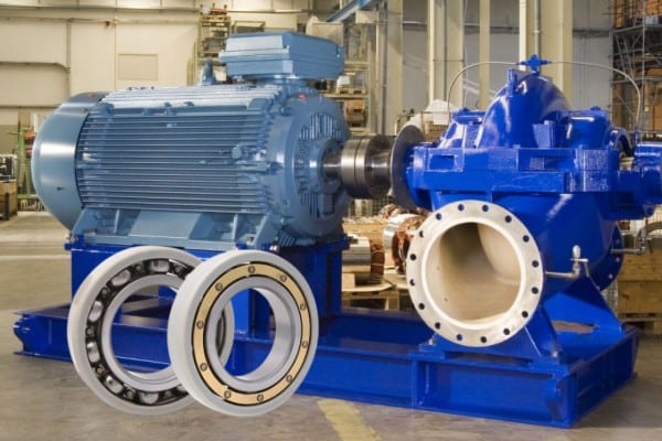 insulated bearing application in large centrifugal pumps like Grundfos S-Series to eliminate electrical pitting.