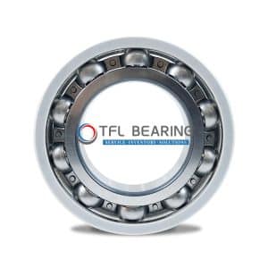 The picture shows an electrical insulated bearing. Its outer ring has an insulating coating and the cage is made of steel.