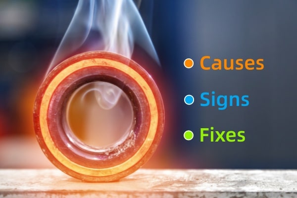 A close-up view of an electric motor bearing showing signs of heat stress and thermal damage.