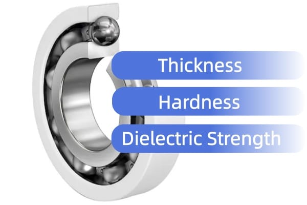 A close-up view of a high-quality ceramic-coated bearing ring designed to block electrical current in VFD motors.