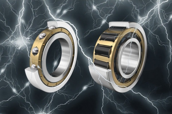 The picture shows an electrically insulated bearing that resists current erosion.
