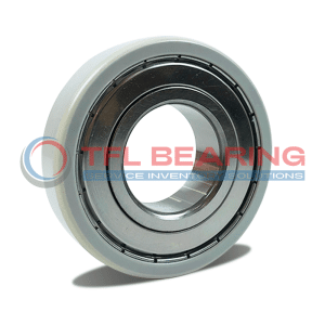 The image shows a insulated ball bearing with steel shield.