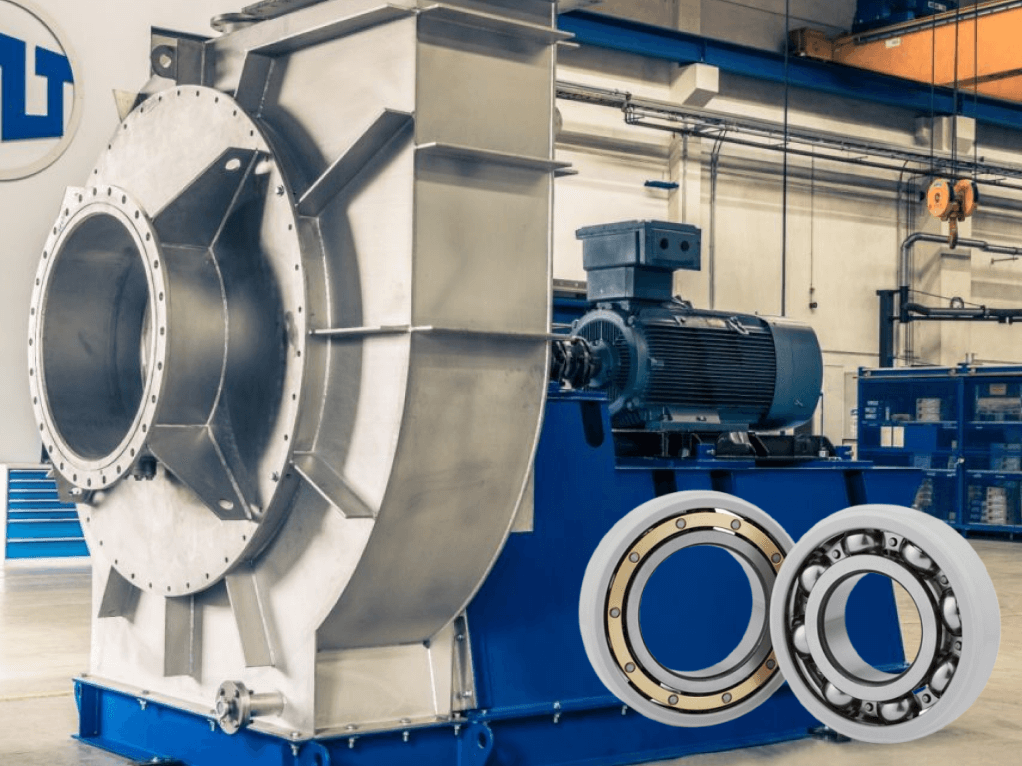 The image shows a ventilation fans and two insulated bearings foe fans beside.