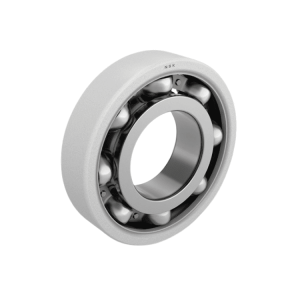 the image shows a nsk 6300 size series insulated ball bearing wirh outer ring coating.