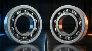 Side-by-side technical comparison of SKF INSOCOAT and FAG electrically insulated bearings showing ceramic coating details.