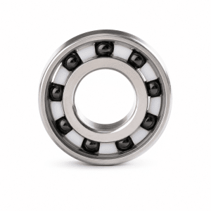 Front view of a hybrid ceramic bearing with black ceramic balls