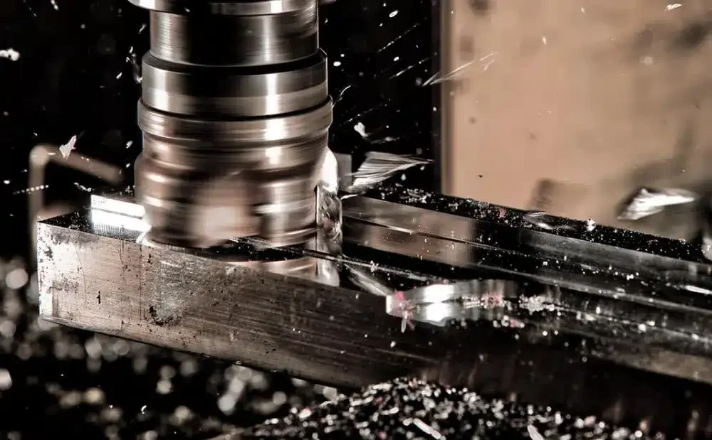 the image shows the machine tool and metal shavings
